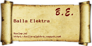 Balla Elektra névjegykártya